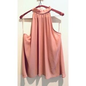Heart and Hips Chiffon Open Back Halter in Dusty Rose